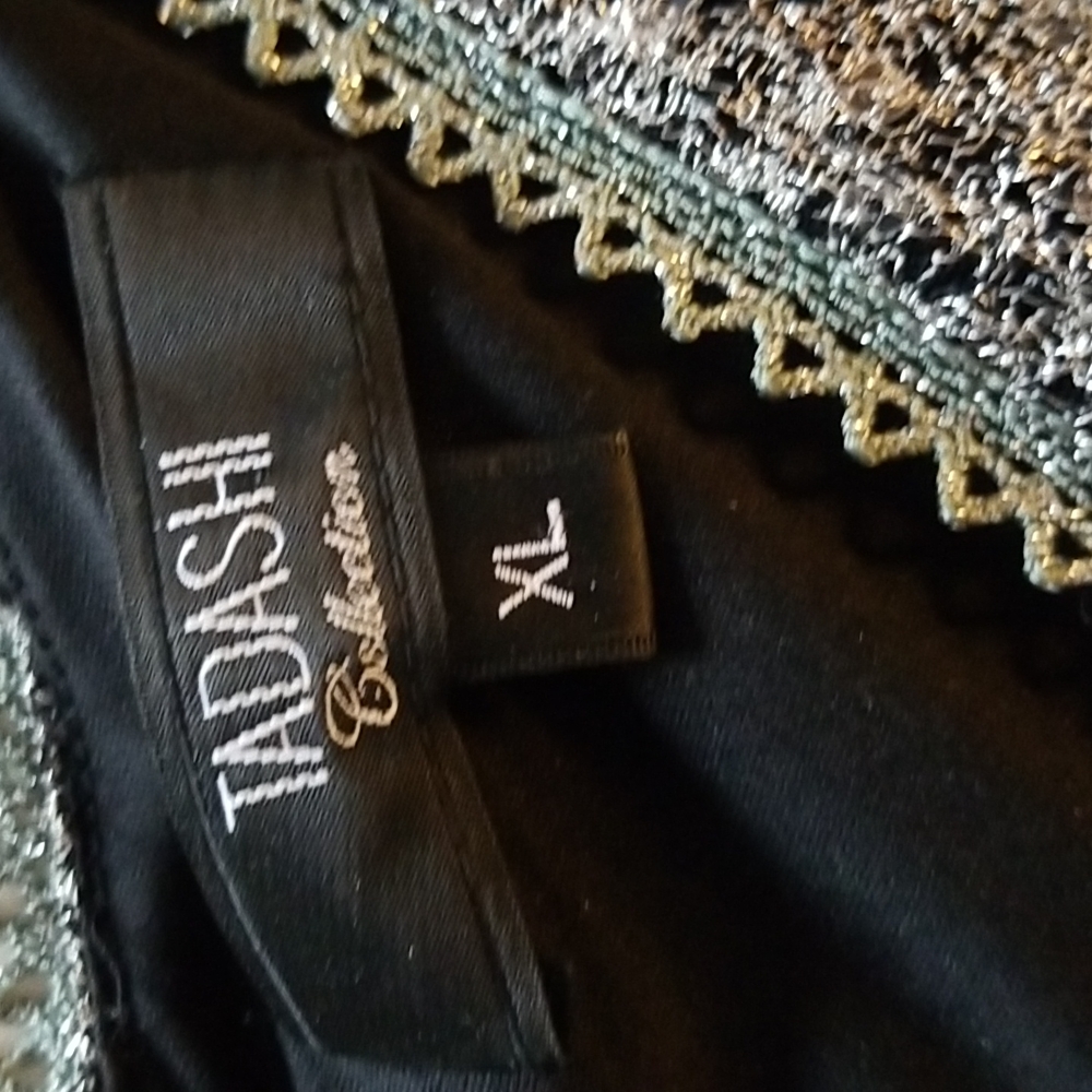 Sparkle silver mesh over black dress